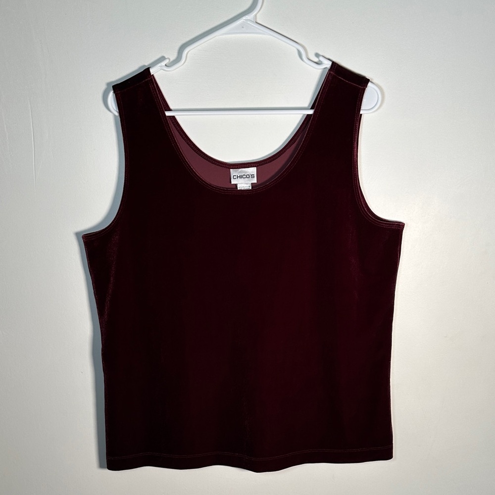 Chicos Burgundy Velvet Tank Top Womens Size 3 (XL US)